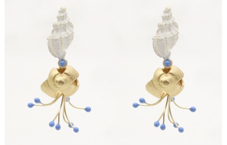 Pendinetes caracola esmaltada blanca con caracola 