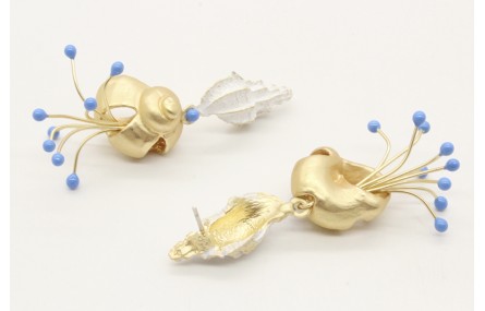 Pendinetes caracola esmaltada blanca con caracola 