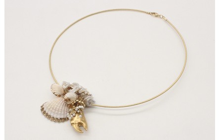 Collar rigido con conchas bordes dorado, burruño m