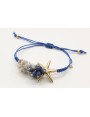 Pulsera nudo serpiente macrame azul con madre-perl