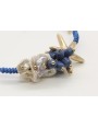 Pulsera nudo serpiente macrame azul con madre-perl