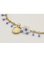 Pulsera de cadena de cerillas azules con flor naca