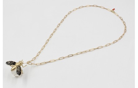 Collar cadena eslabón rectangular oro mate con bol