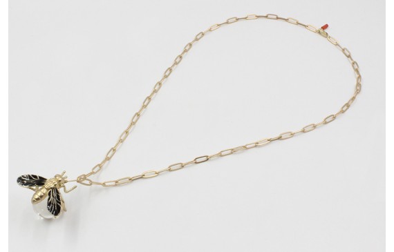 Collar cadena eslabón rectangular oro mate con bol