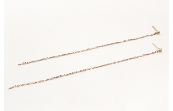 Pendientes largos cadena eslabón con bolita esmalt