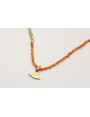 Collar coralitos naranjas, bolas oro mate y colgan