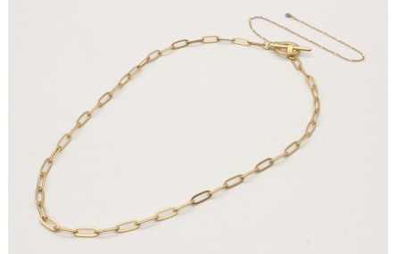 Collar cadena rectangular oro mate con cierre de T