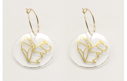 Pendientes aro oro brillo con disco metacrilato ar