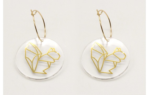 Pendientes aro oro brillo con disco metacrilato ar