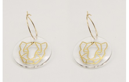 Pendientes aro oro brillo con disco metacrilato ti