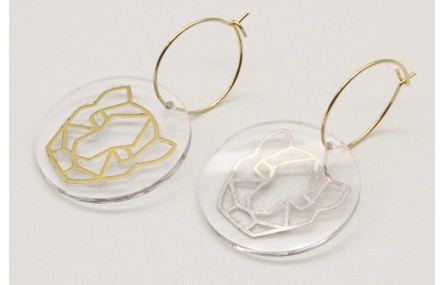 Pendientes aro oro brillo con disco metacrilato ti