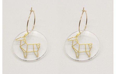 Pendientes aro oro brillo con disco metacrilato al