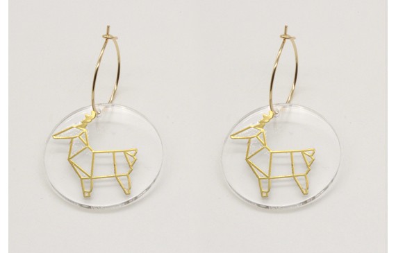 Pendientes aro oro brillo con disco metacrilato al