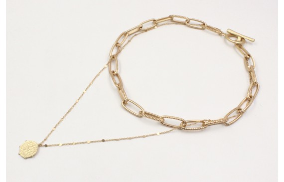 Collar cadena eslabón estriado y cadena eslabón co