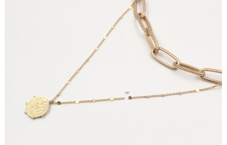 Collar cadena eslabón estriado y cadena eslabón co