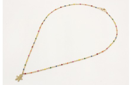 Collar cadena de acero inoxidable de bolitas esmal