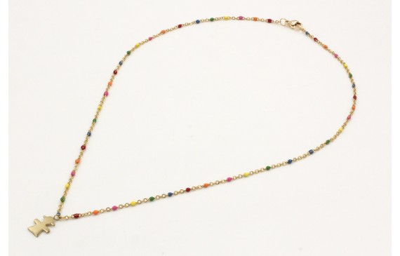 Collar cadena de acero inoxidable de bolitas esmal