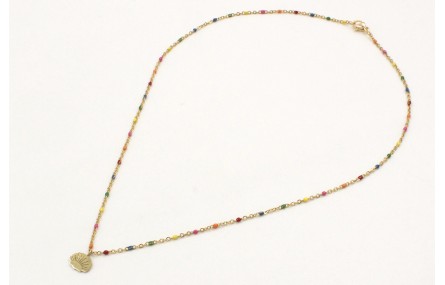 Collar cadena de acero inoxidable de bolitas esmal