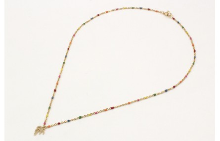 Collar cadena de acero inoxidable de bolitas esmal