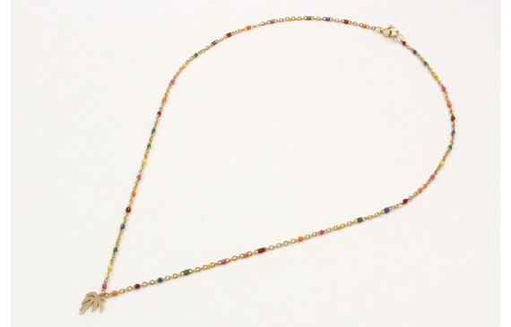 Collar cadena de acero inoxidable de bolitas esmal