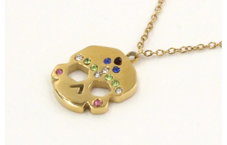 Collar con cadena de acero inoxidable y colgante c