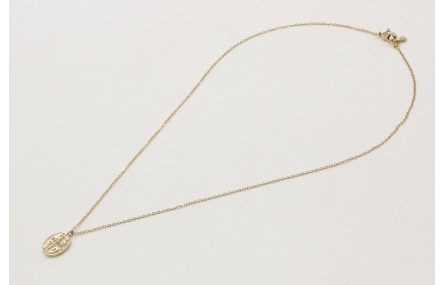 Solitario cadena eslabón pequeño oro brillo con ch