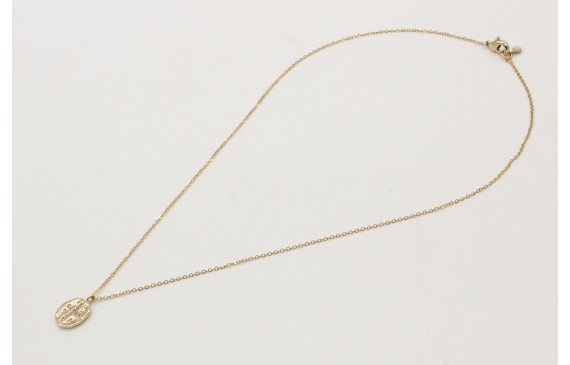 Solitario cadena eslabón pequeño oro brillo con ch