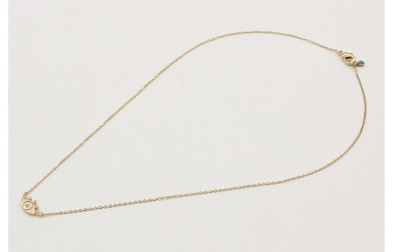 Solitario cadena eslabón pequeño oro brillo con oj