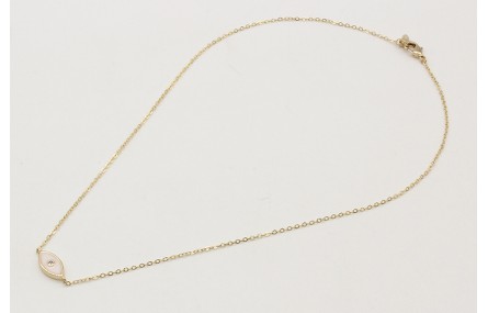 Solitario cadena eslabón pequeño oro brillo con oj