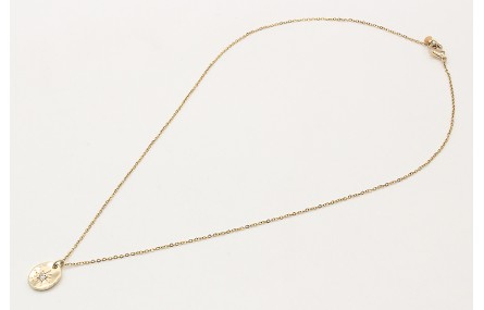 Solitario cadena eslabón pequeño oro brillo con co