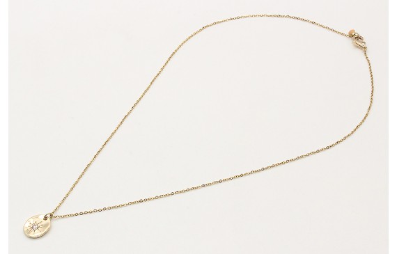 Solitario cadena eslabón pequeño oro brillo con co