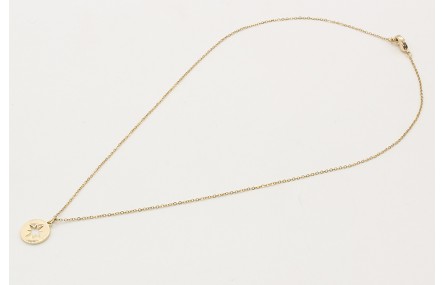 Solitario cadena eslabón pequeño oro brillo con co