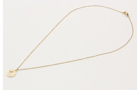 Solitario cadena eslabón pequeño oro brillo con co