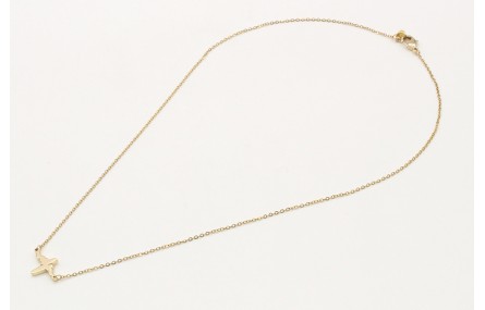 Solitario cadena eslabón pequeño oro brillo con co