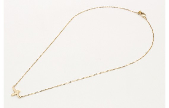 Solitario cadena eslabón pequeño oro brillo con co