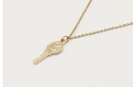 Solitario cadena eslabón pequeño oro brillo con co