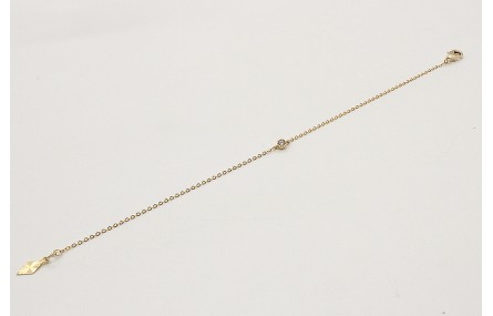 Pulsera cadena eslabón pequeño oro brillo con bril