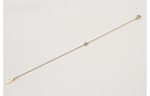 Pulsera cadena eslabón pequeño oro brillo con bril