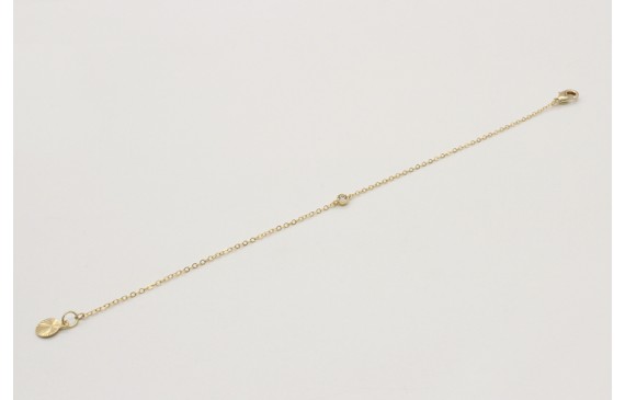 Pulsera cadena eslabón pequeño oro brillo con bril