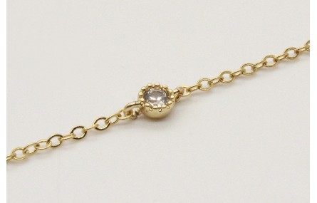 Pulsera cadena eslabón pequeño oro brillo con bril