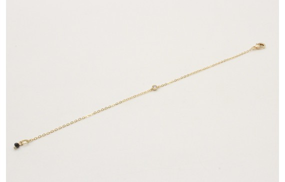 Pulsera cadena eslabón pequeño oro brillo con bril