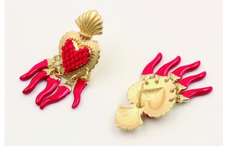 Pendientes perno sagrado corazón con agujeros, pim