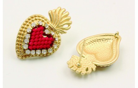 Pendiente perno sagrado corazón con corazón de miy