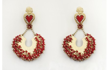 Pendientes perno sagrado corazón, corazón miyuki c