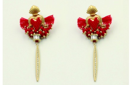 Pendientes sagrado corazón agujeros con burruño fa