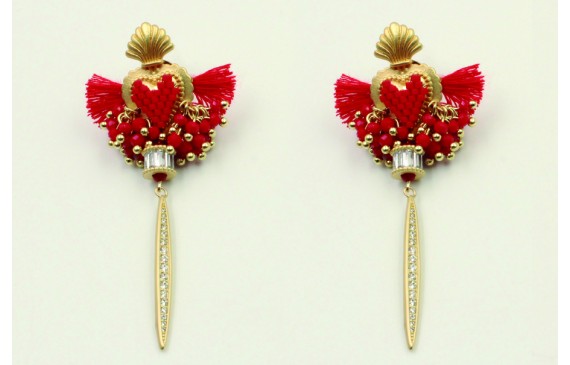 Pendientes sagrado corazón agujeros con burruño fa