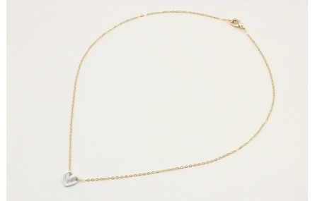 Solitario cadena de eslabón pequeño con corazón hu