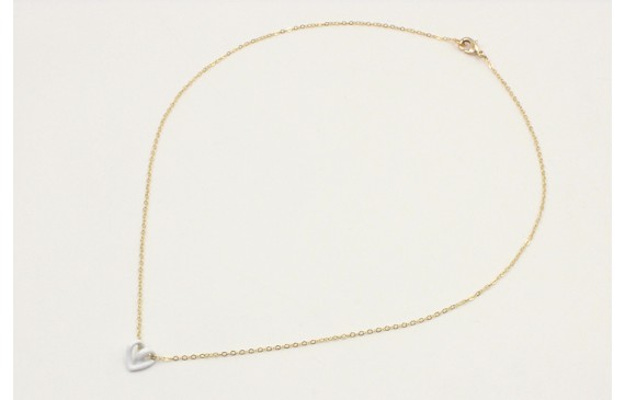 Solitario cadena de eslabón pequeño con corazón hu