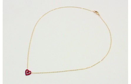 Solitario cadena de eslabón pequeño con corazón hu