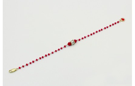 Pulsera cadena facetadas rojas con tonel cristales